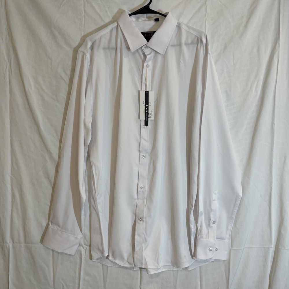 J.Ver Flex Shirt Men Size XL TALL  White Long Sleeve Luxury Collection Button Up